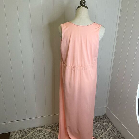 Handmade Womens Size Medium Sleeveless Night Gown Orange Peach Maxi Length - Picture 5 of 9
